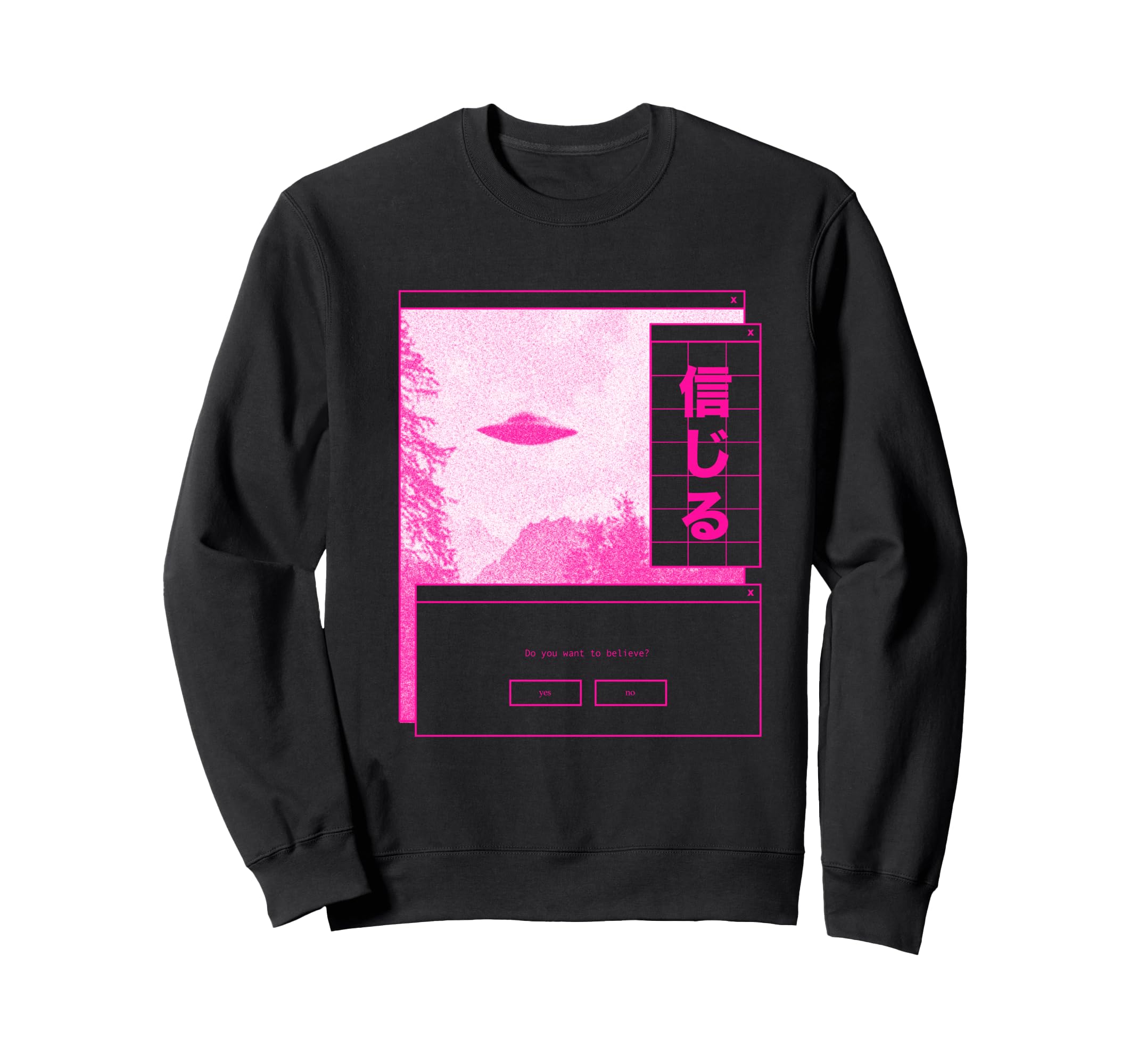 Ufo Vaporwave Aesthetic Japanese 80S Sweatshirt - Trendy Graphic Unisex - T-Shirt, Sweatshirt, Hoodie