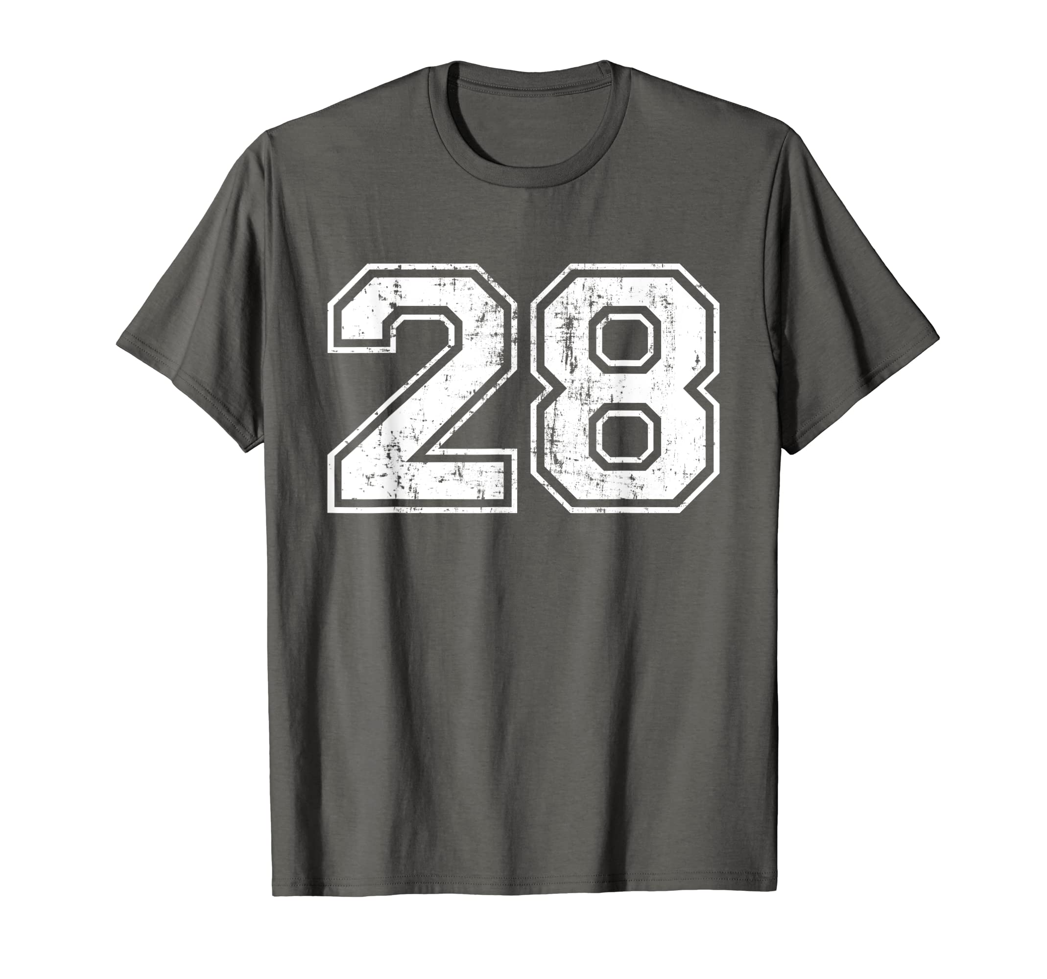 Number 28 Twenty Eight Distressed Sport T-Shirt - Custom Art Print Unisex - T-Shirt, Sweatshirt, Hoodie