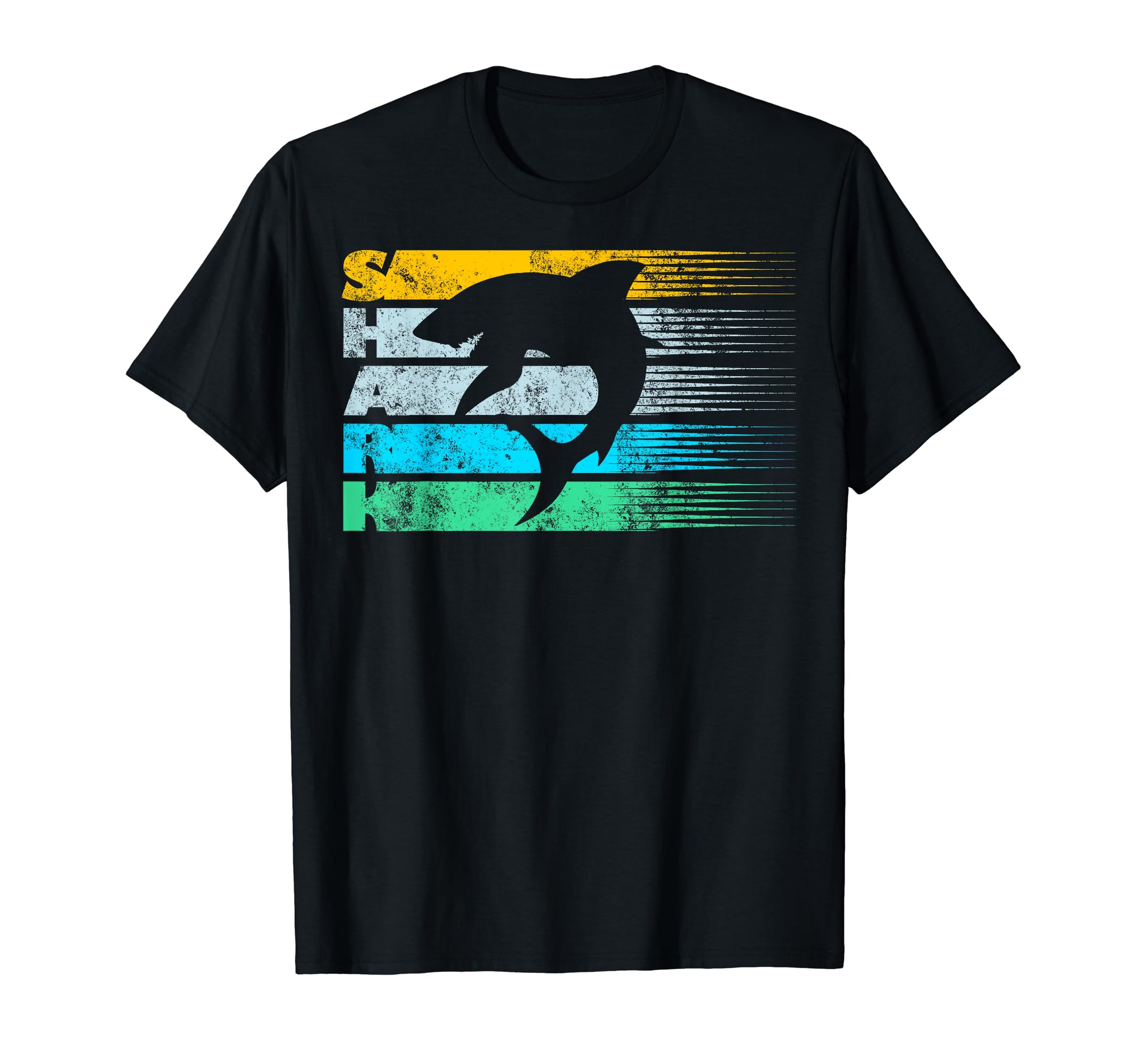 Shark Silhouette Distressed T-Shirt - Unique Graphic Men Women - T-Shirt, Sweatshirt, Hoodie
