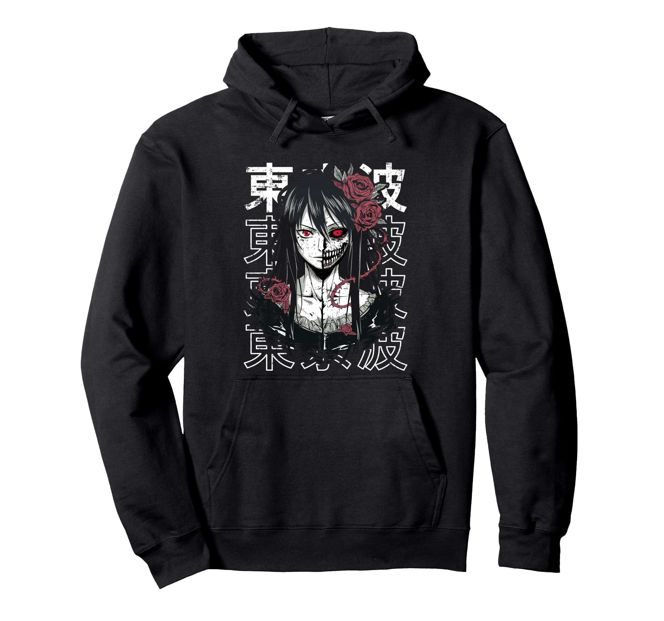 Horror Anime Goth Devil Creepy Hoodie - Minimalist Print Men Women - T-Shirt, Sweatshirt, Hoodie