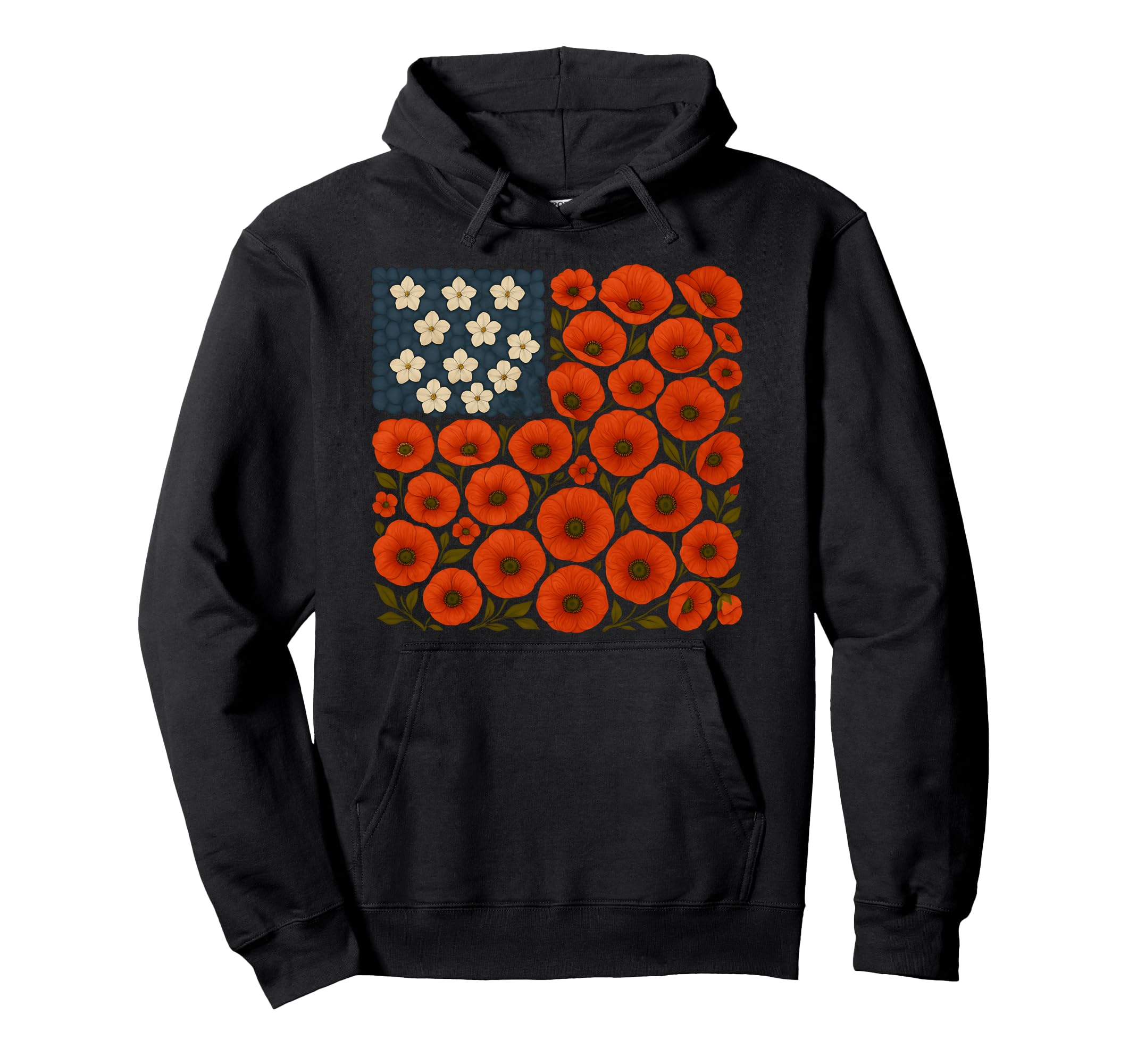 Flower Usa Flag Boho 4Th July Hoodie - Casual Everyday Wear Unisex - T-Shirt, Sweatshirt, Hoodie