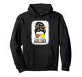 Softball Football Mom Messy Bun Leopard Hoodie - Custom Art Print Unisex - T-Shirt, Sweatshirt, Hoodie