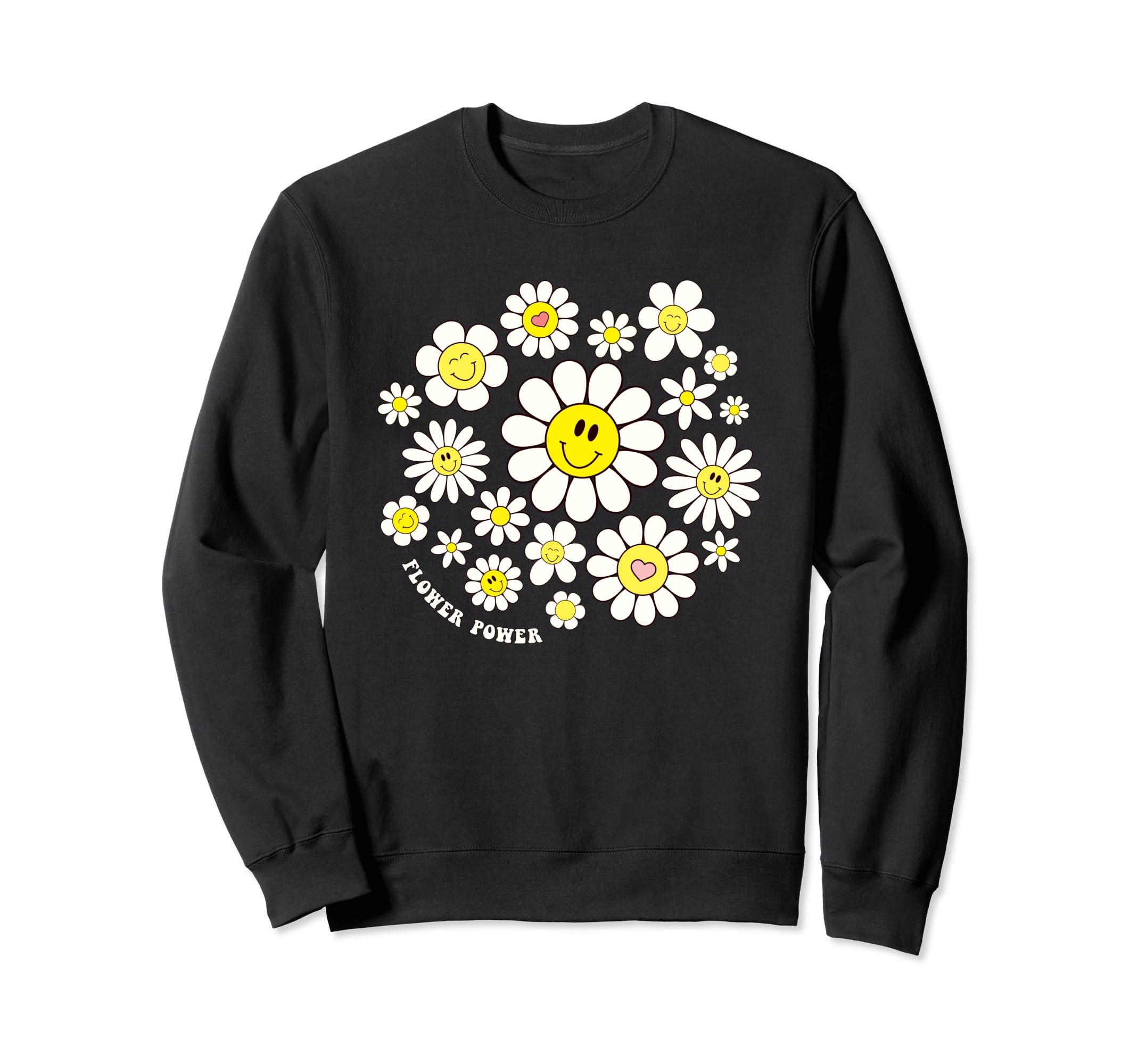 Flower Power Smile Face Flower Sweatshirt - Novelty Apparel for Adults - T-Shirt, Sweatshirt, Hoodie
