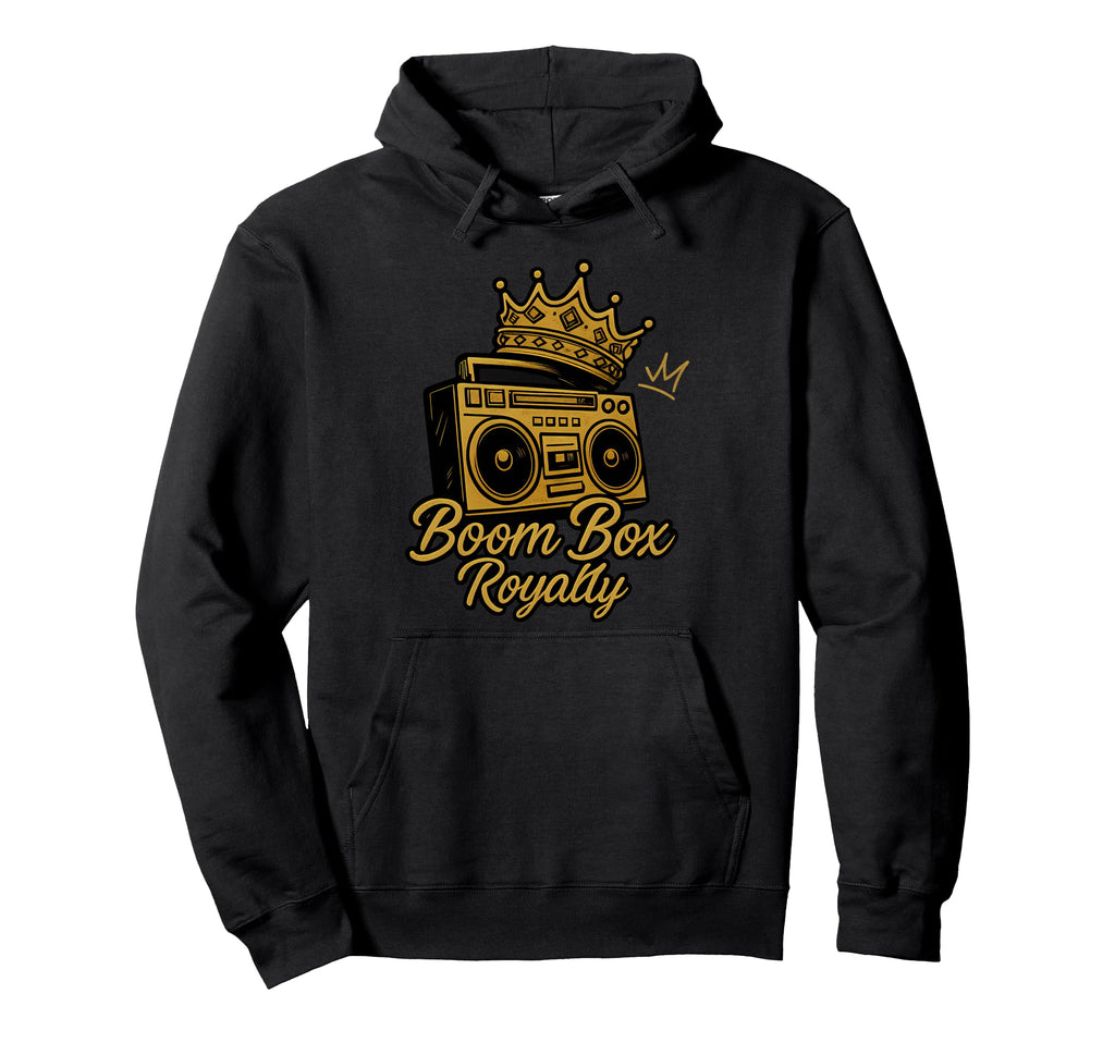 Boom Box Royalty 90S Y2K Gold Black Hoodie - Fun Novelty Design for Adults - T-Shirt, Sweatshirt, Hoodie