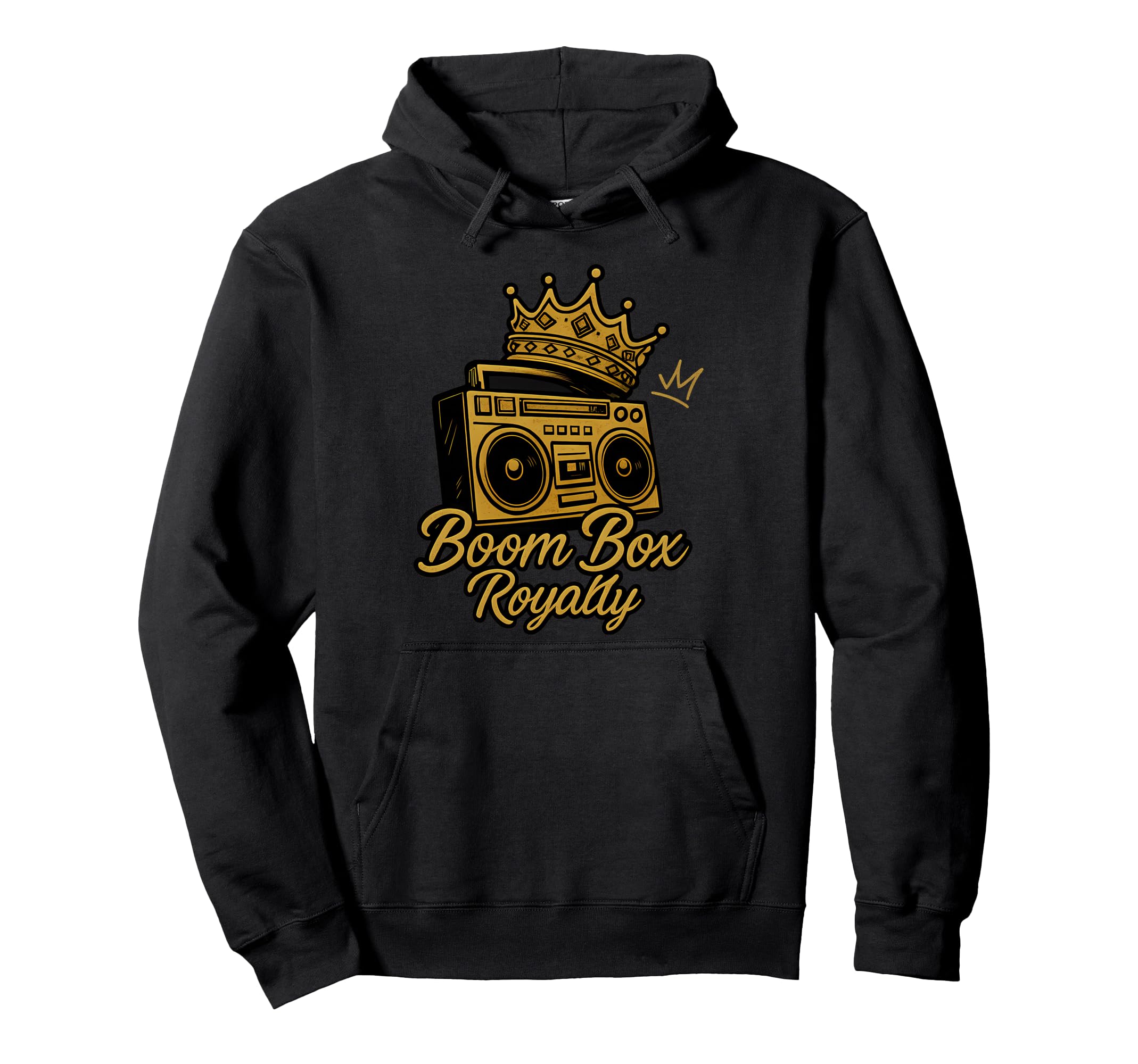 Boom Box Royalty 90S Y2K Gold Black Hoodie - Fun Novelty Design for Adults - T-Shirt, Sweatshirt, Hoodie