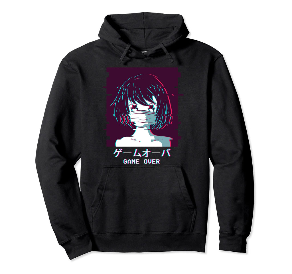 Game Over Anime Sad Vaporwave Aesthetic Eboy Hoodie - Graphic Print Unisex - T-Shirt, Sweatshirt, Hoodie
