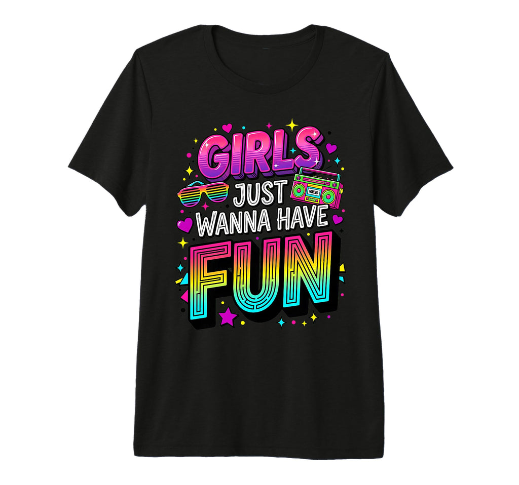 80S Typography Gradient Just Wanna T-Shirt - Casual Everyday Wear Unisex - T-Shirt, Sweatshirt, Hoodie