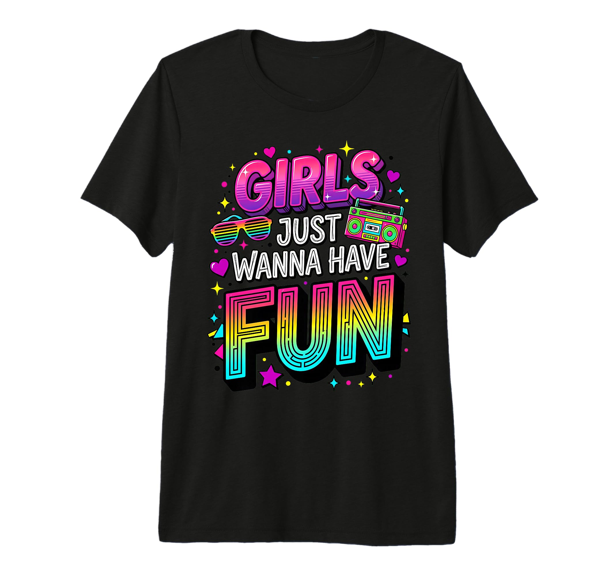 80S Typography Gradient Just Wanna T-Shirt - Casual Everyday Wear Unisex - T-Shirt, Sweatshirt, Hoodie