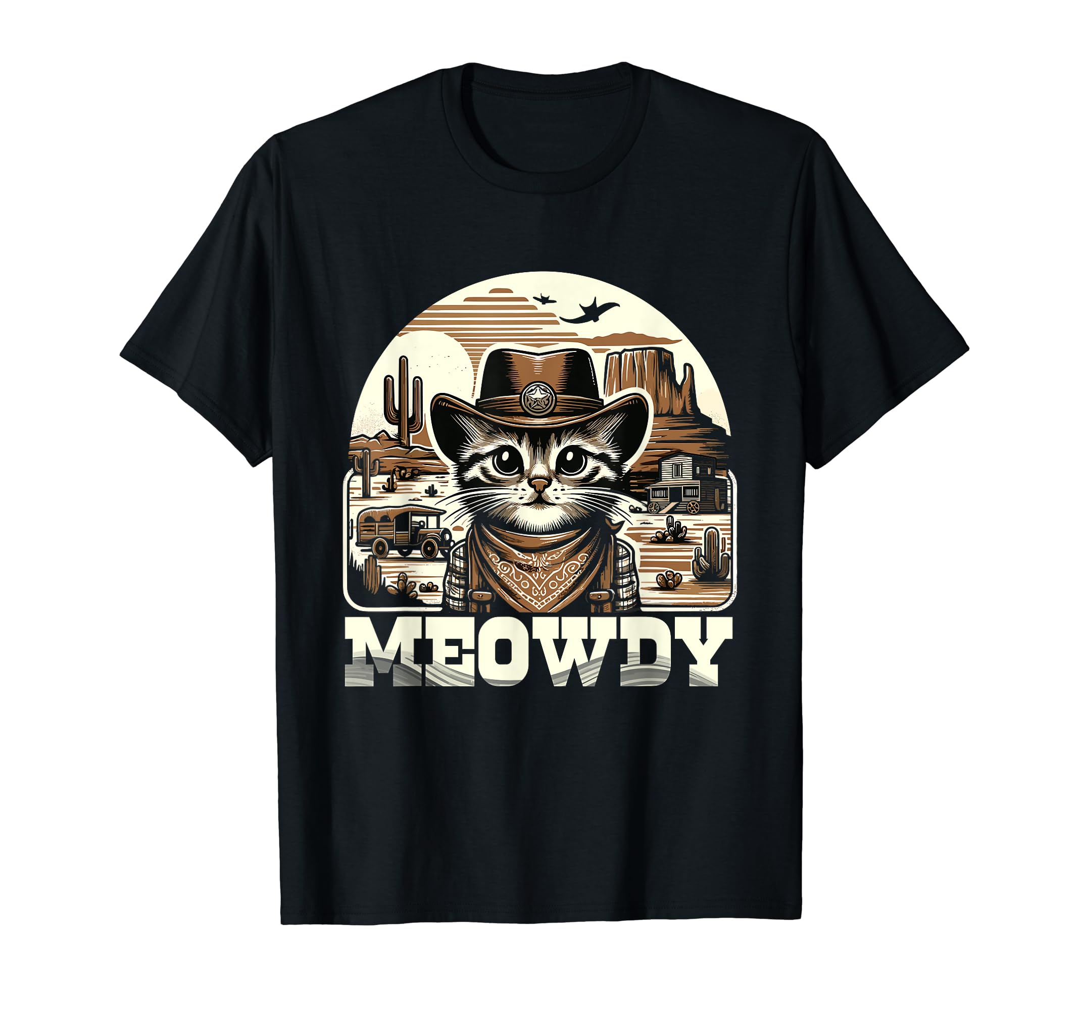 Meowdy Country Cowboy Western Cat T-Shirt - Fun Novelty Design Unisex - T-Shirt, Sweatshirt, Hoodie