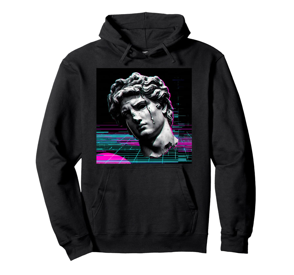 Vaporwave Glitch Statue Head Aesthetic Hoodie - Novelty Apparel Men Women - T-Shirt, Sweatshirt, Hoodie