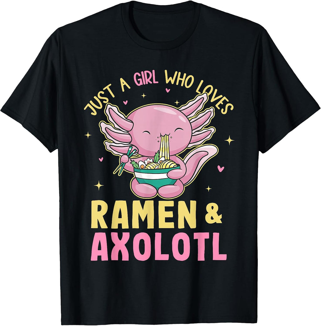Kawaii Japanese Anime Axolotl Ramen for Girl - Adult & Kids T-Shirts, Sweatshirts & Hoodies apparel design preview 1