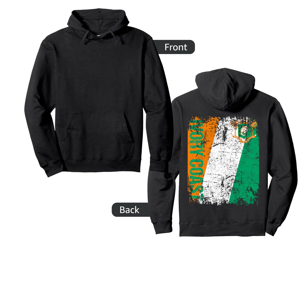 Ivory Coast Flag Distressed Ivory Coast Hoodie - Unique Graphic for Adults - T-Shirt, Sweatshirt, Hoodie