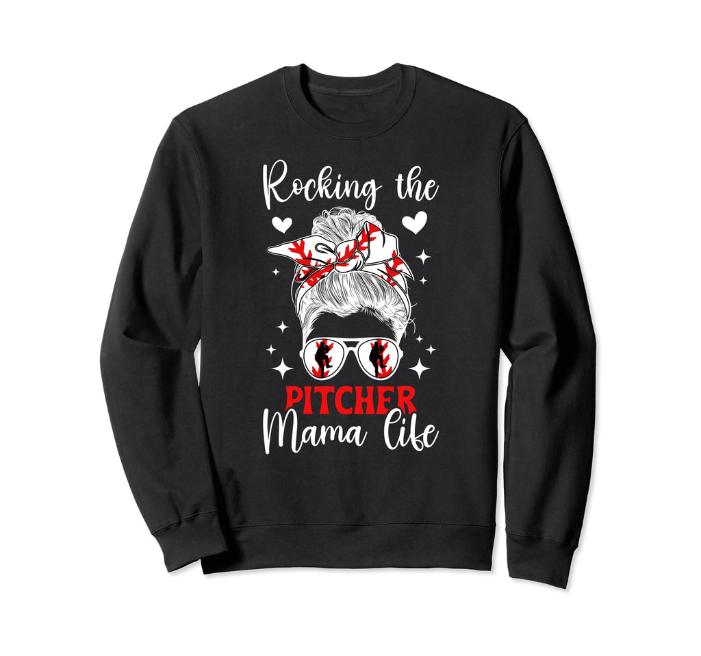 Baseball Pitcher Mama Life Mom Sweatshirt - Minimalist Print Men Women - T-Shirt, Sweatshirt, Hoodie