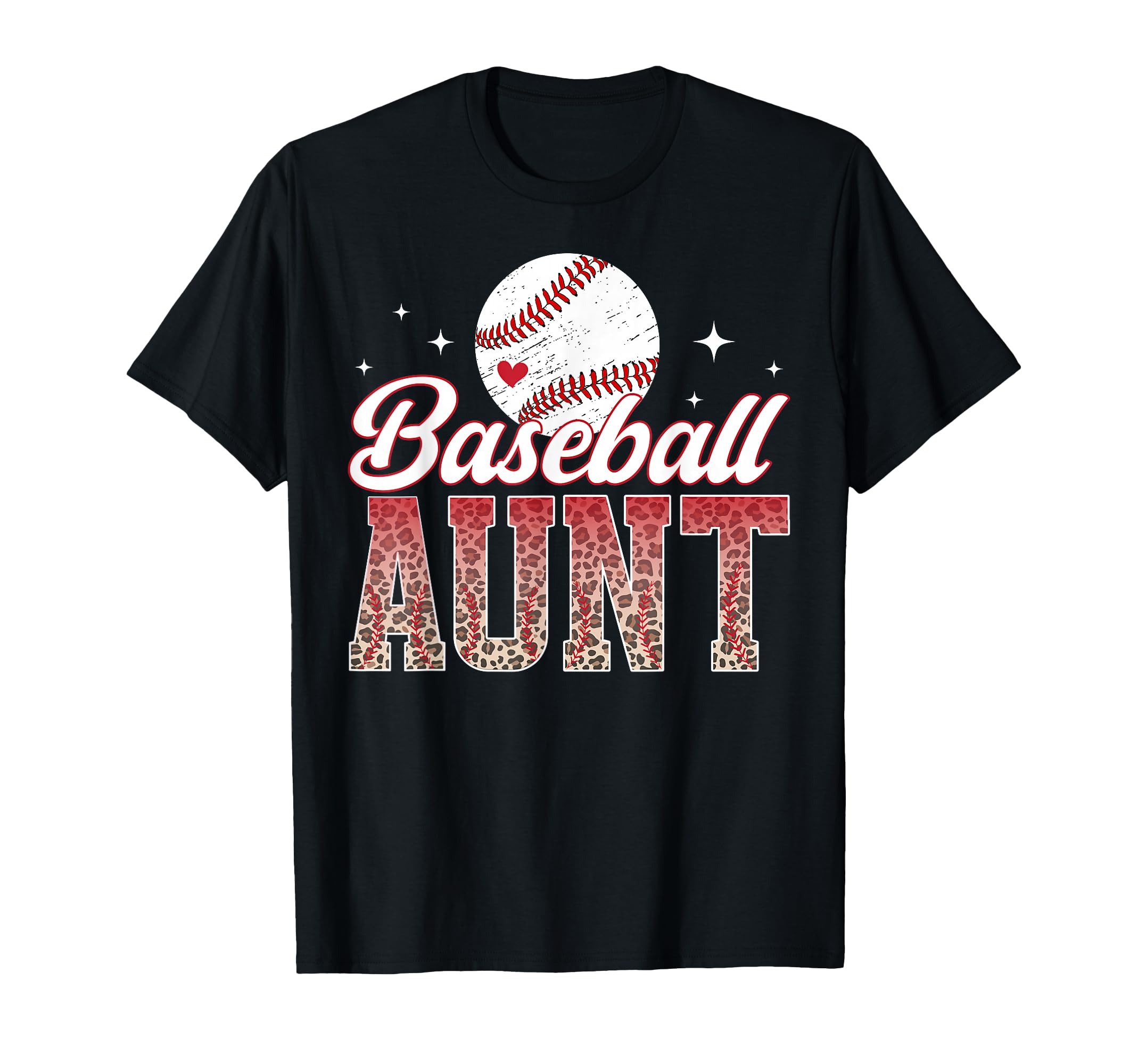 Baseball Aunt Baseball Player Auntie Leopard T-Shirt - Graphic Print Unisex - T-Shirt, Sweatshirt, Hoodie
