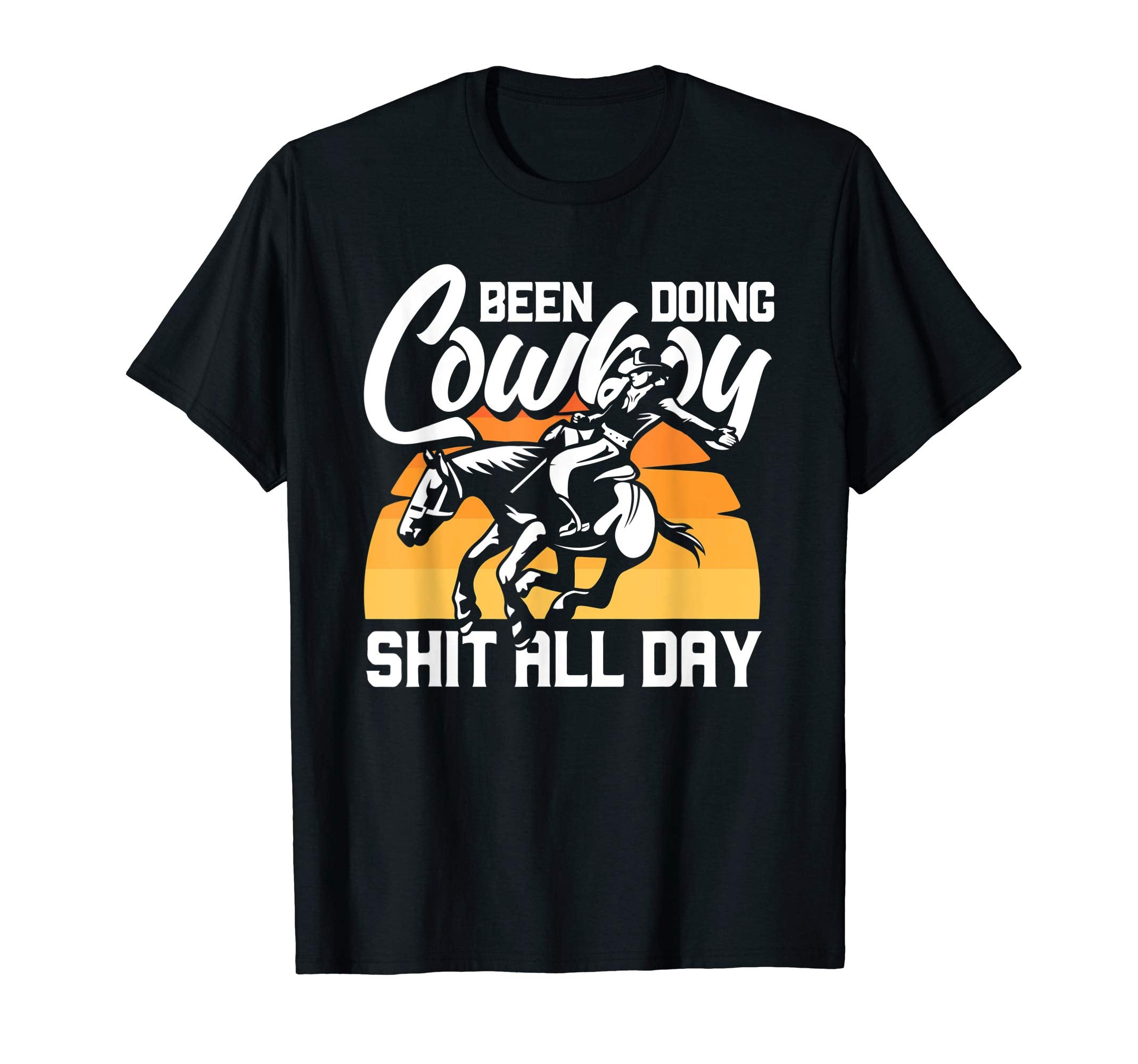 Cowboy Horse Western Riding Roping Sunset T-Shirt - Novelty Apparel Unisex - T-Shirt, Sweatshirt, Hoodie