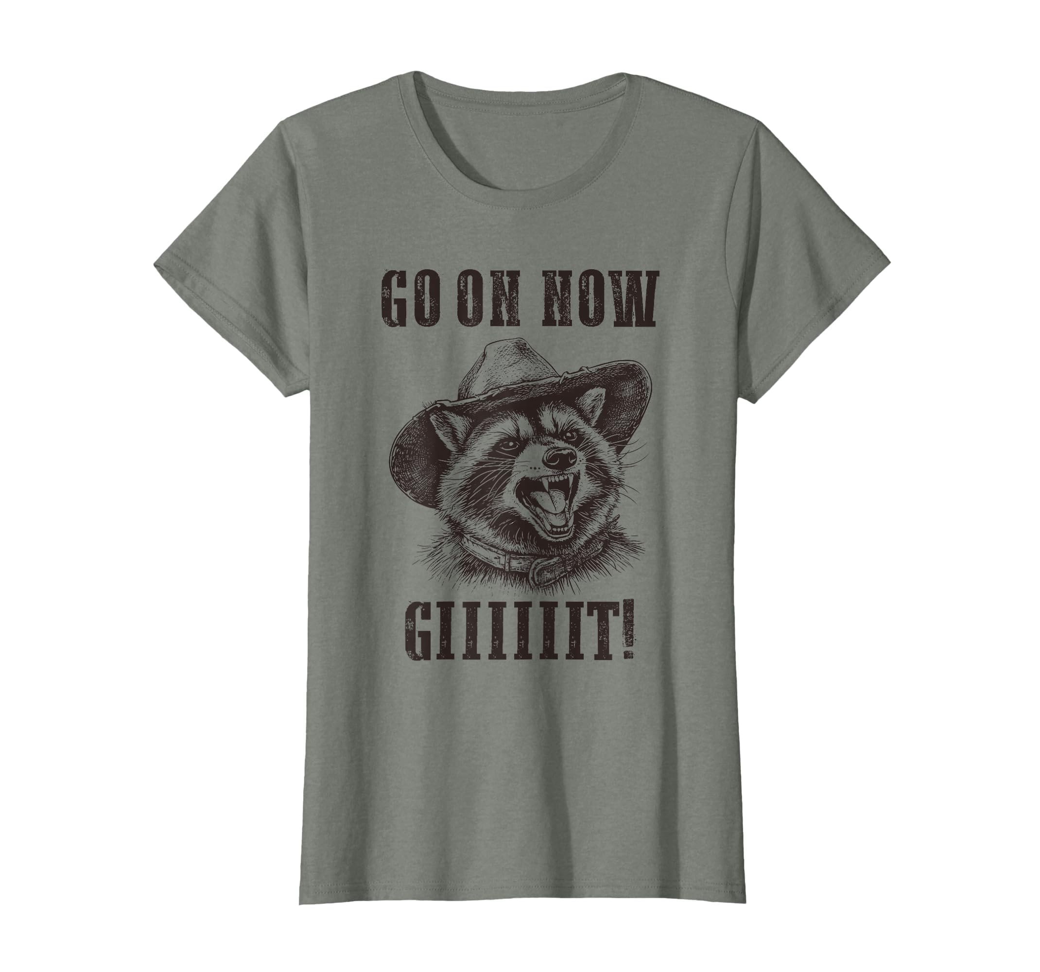Cowboy Raccoon Go Now Git Western T-Shirt - Minimalist Print Men Women - T-Shirt, Sweatshirt, Hoodie