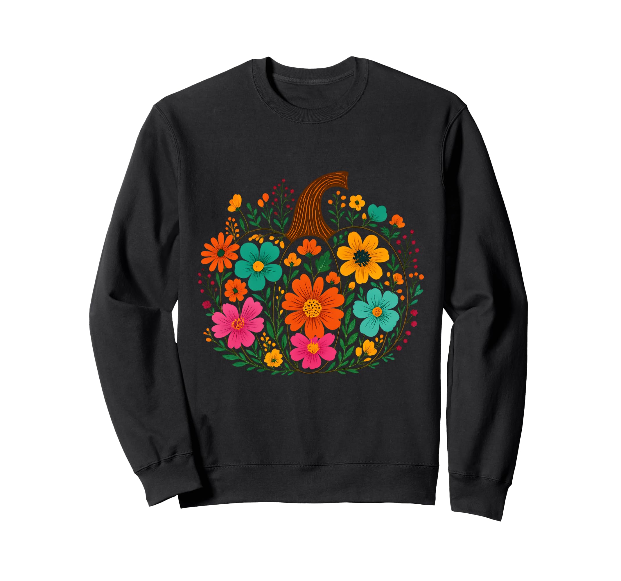Floral Pumpkin Boho Preppy Autumn Sweatshirt - Minimalist Print Unisex - T-Shirt, Sweatshirt, Hoodie