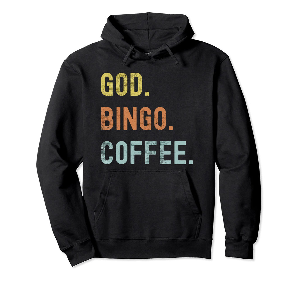 Vintages Bingo And Coffee Distressed Hoodie - Trendy Graphic Men Women - T-Shirt, Sweatshirt, Hoodie