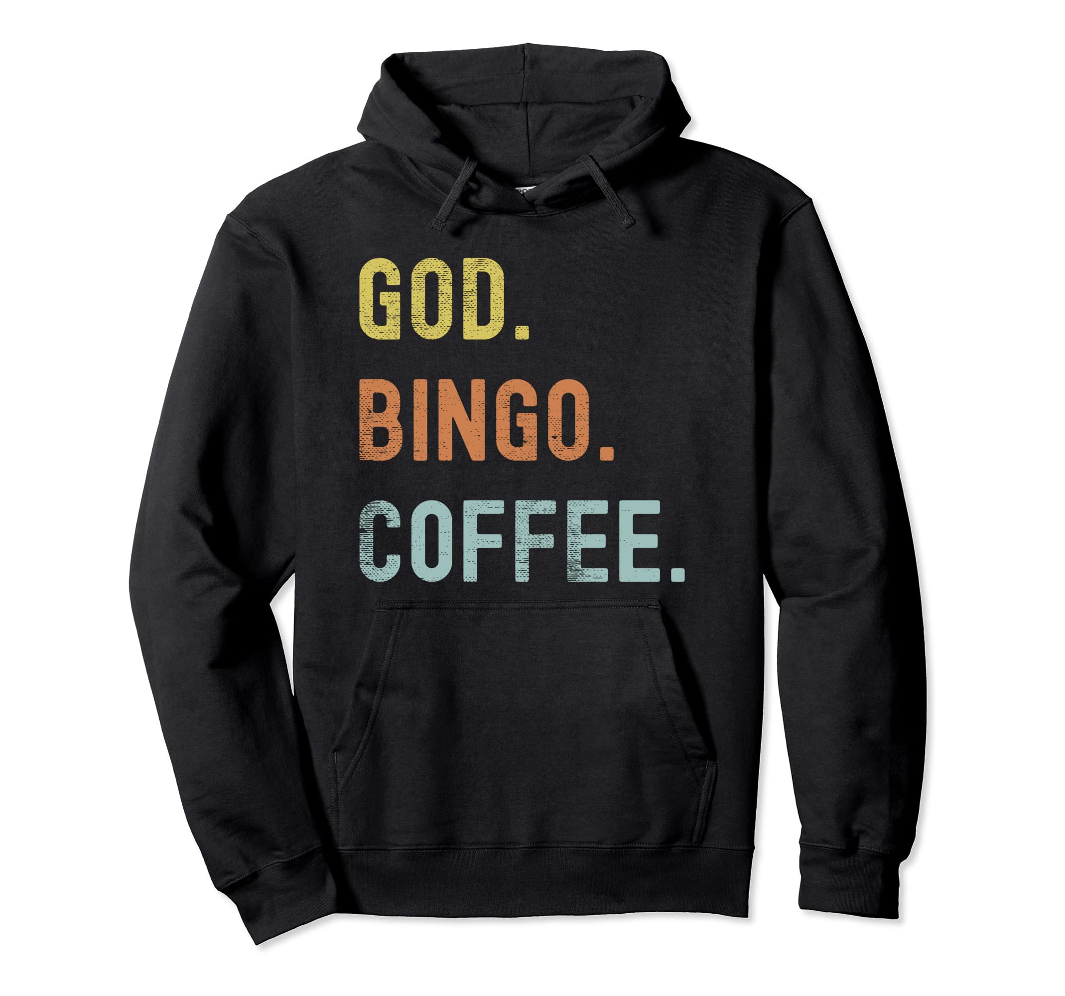 Vintages Bingo And Coffee Distressed Hoodie - Trendy Graphic Men Women - T-Shirt, Sweatshirt, Hoodie