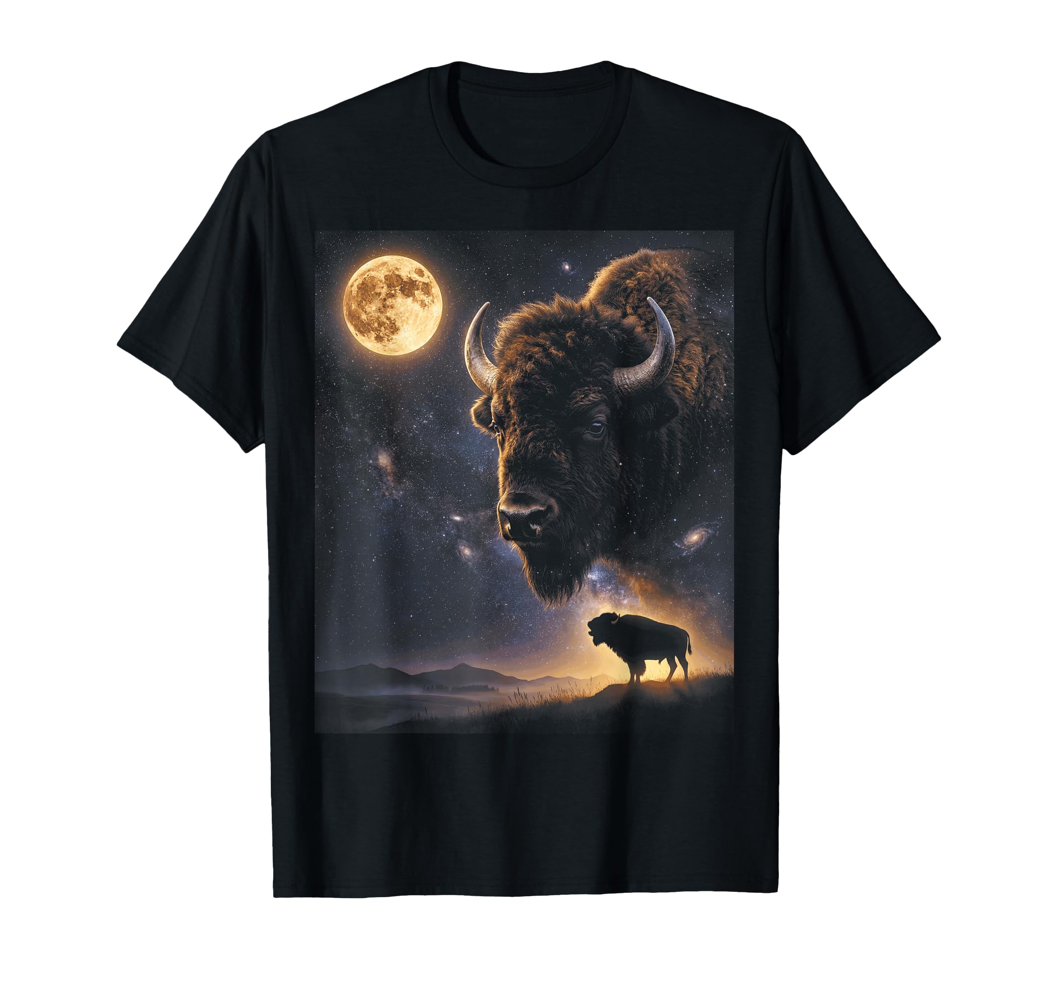 Celestial Bison Moon Howling 90S T-Shirt - Aesthetic Graphic for Adults - T-Shirt, Sweatshirt, Hoodie