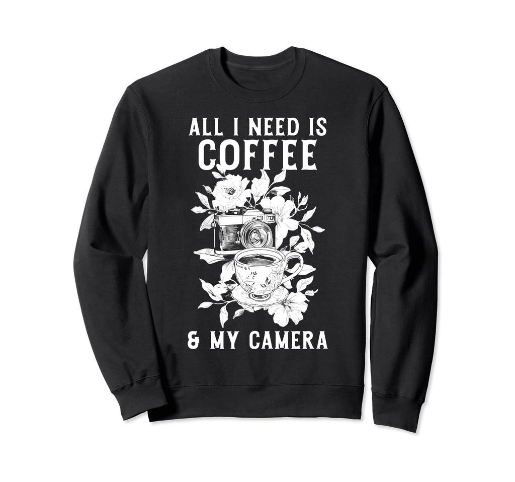 Coffee Camera Photographer Sweatshirt - Casual Everyday Wear for Adults - T-Shirt, Sweatshirt, Hoodie