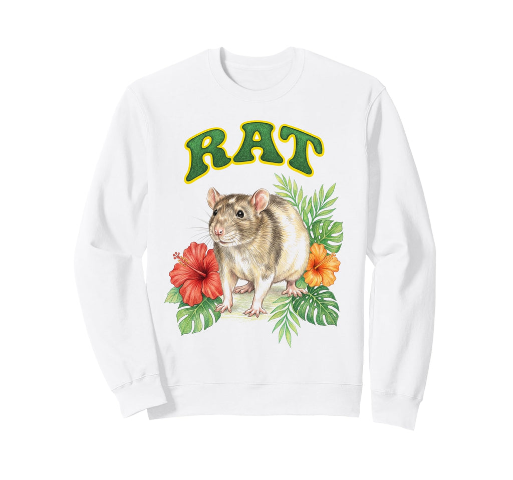 Rat Groovy Floral Rat Watercolor Sweatshirt - Trendy Graphic for Adults - T-Shirt, Sweatshirt, Hoodie