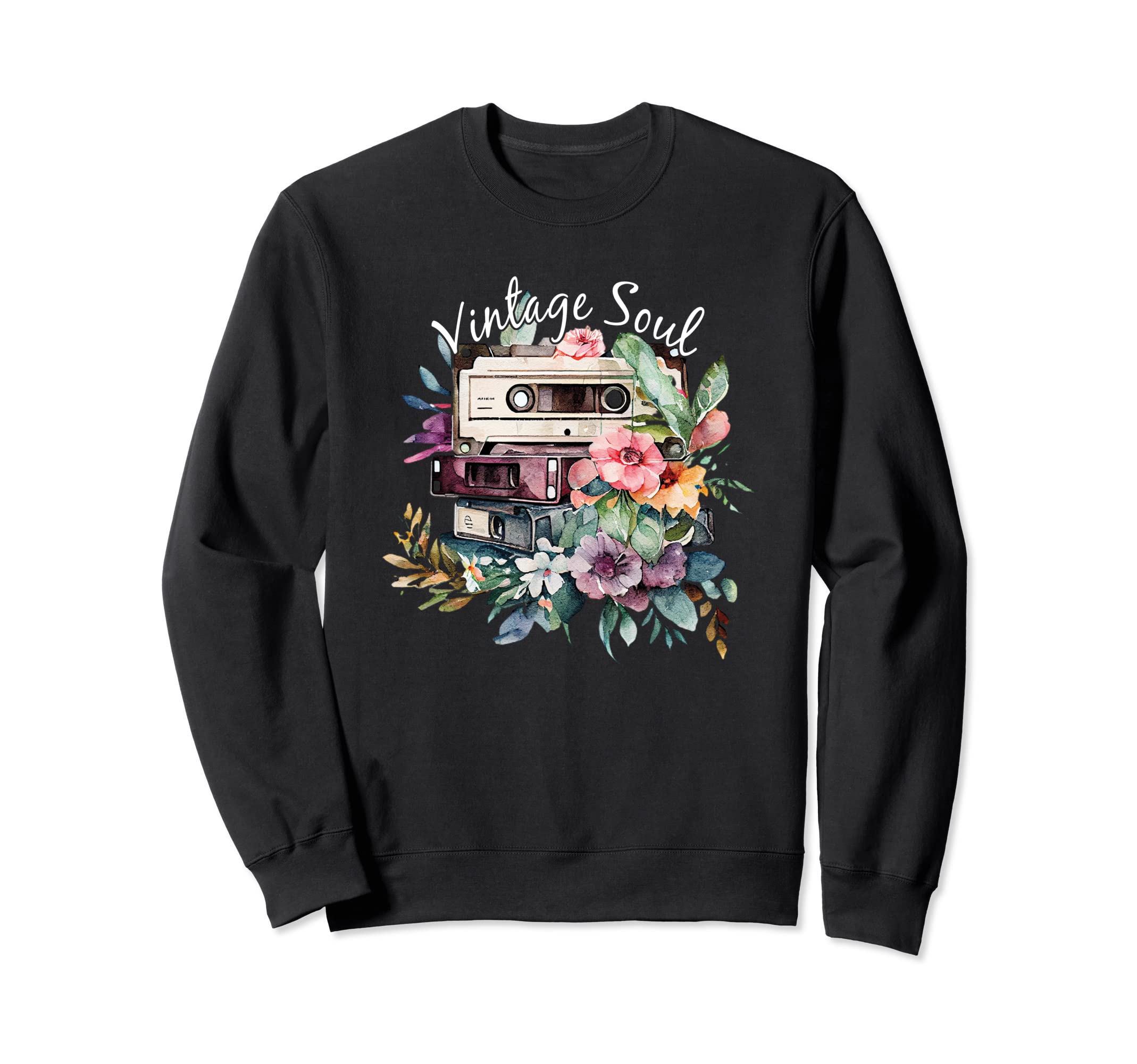 Soul Cassette Tapes Flowers Sweatshirt - Aesthetic Graphic for Adults - T-Shirt, Sweatshirt, Hoodie