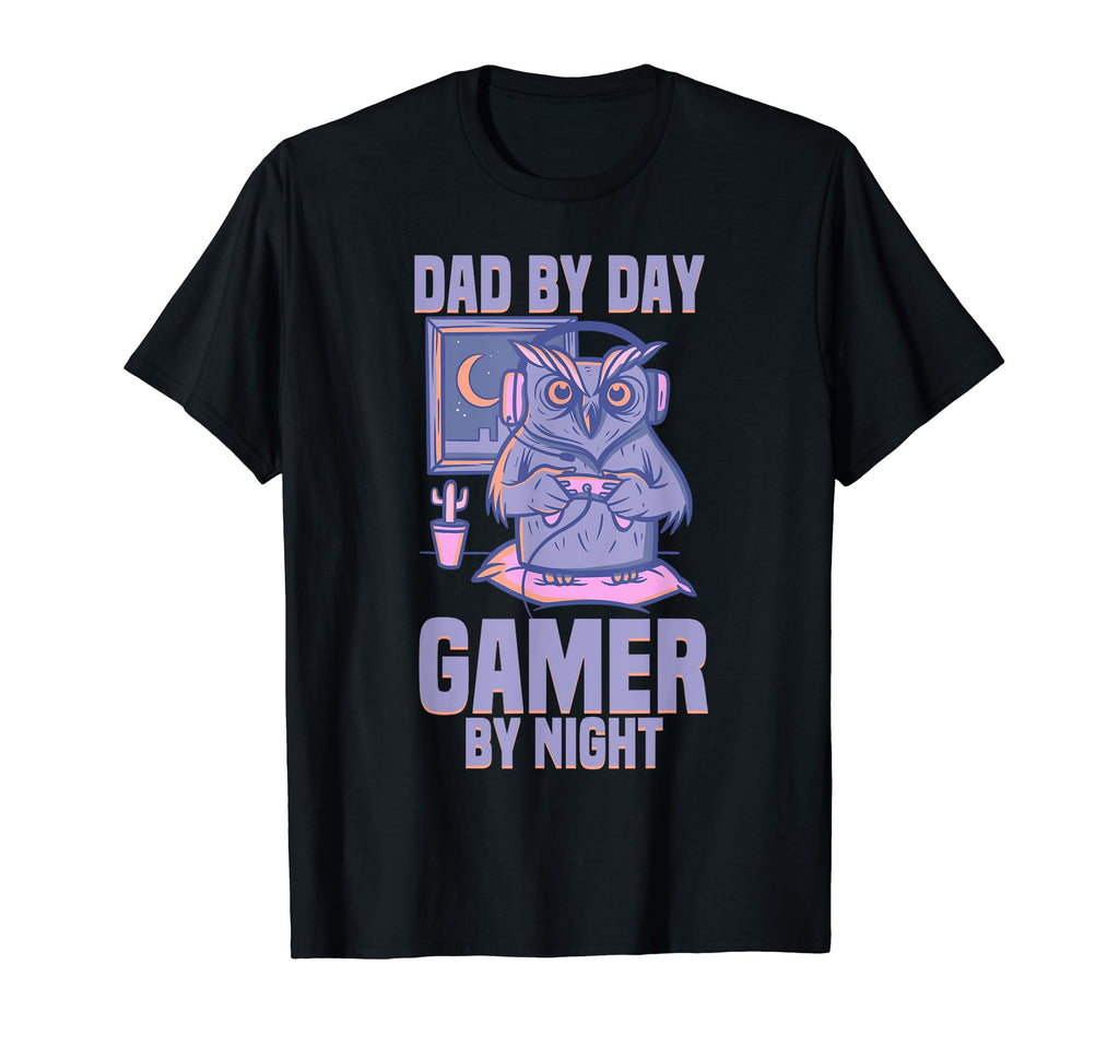 Funny Daddy Owl Dad Day Gamer Night T-Shirt - Minimalist Print Men Women - T-Shirt, Sweatshirt, Hoodie