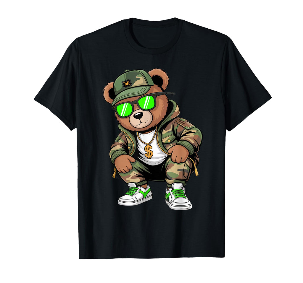 Camouflage Rapper Teddy Bear Camo 80S T-Shirt - Minimalist Print Men Women - T-Shirt, Sweatshirt, Hoodie