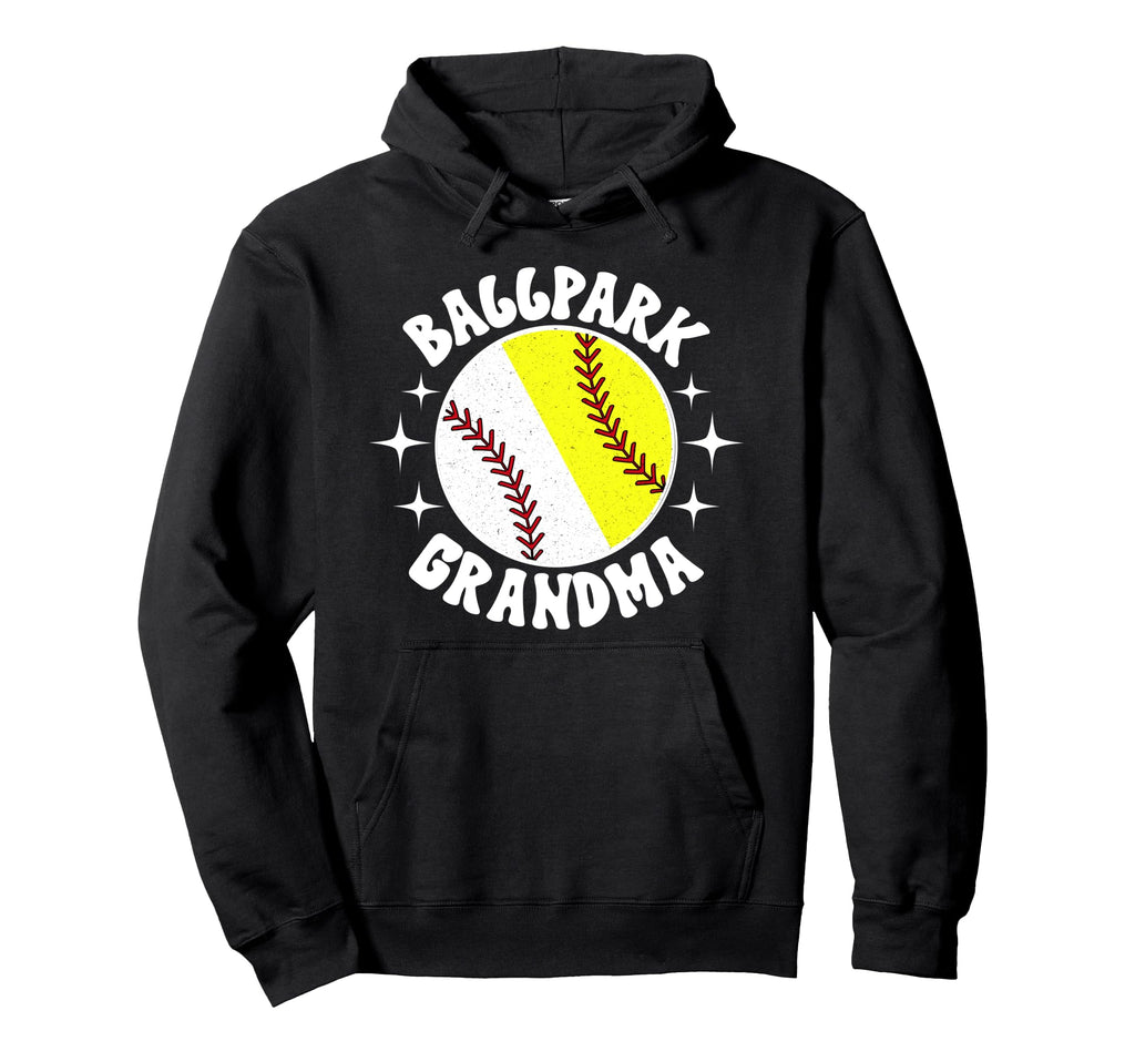 Ballpark Grandma Groovy Softball Hoodie - Casual Everyday Wear for Adults - T-Shirt, Sweatshirt, Hoodie