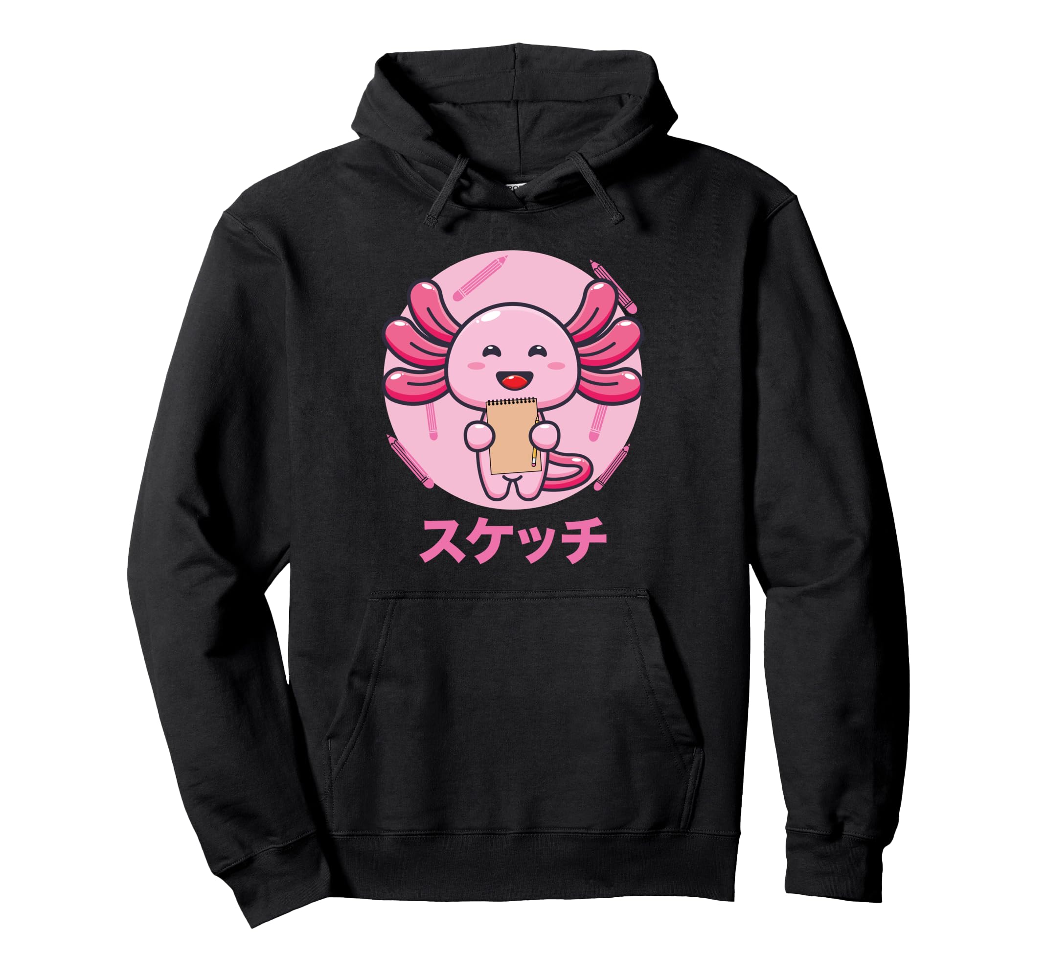 Axolotl Sketching Vaporwave Aesthetics Hoodie - Novelty Apparel Men Women - T-Shirt, Sweatshirt, Hoodie