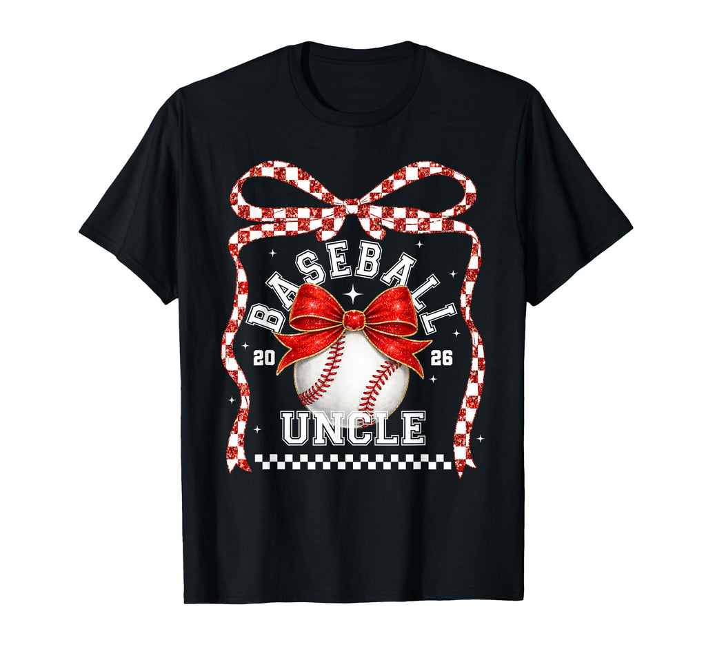 Baseball Uncle Coquette Bow Game Day T-Shirt - Minimalist Print Men Women - T-Shirt, Sweatshirt, Hoodie