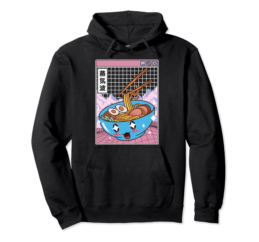 Happy Ramen Bowl Digital Japan Otaku Hoodie - Custom Art Print Men Women - T-Shirt, Sweatshirt, Hoodie