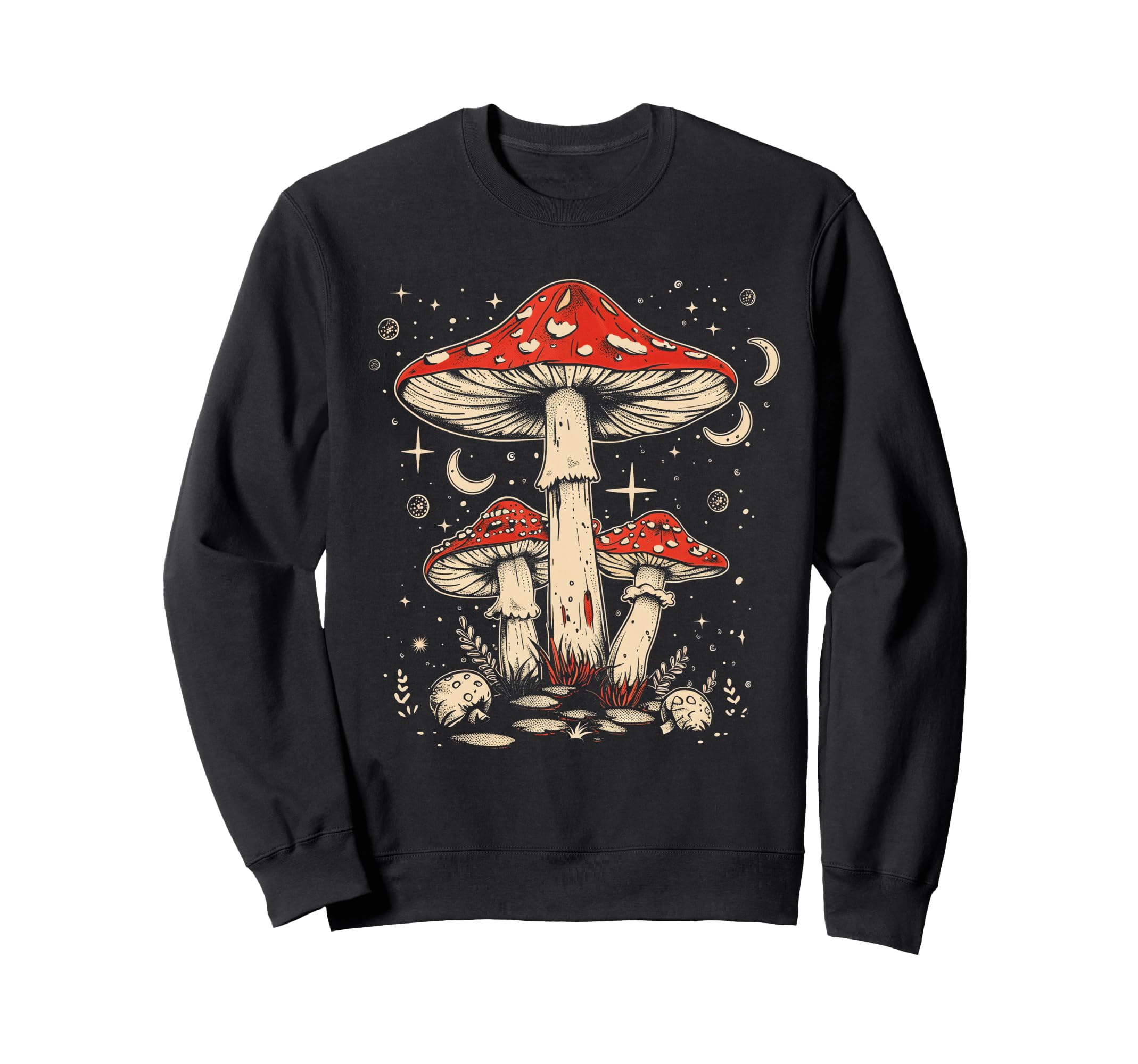 Boho Hippie Mushrooms Natural Sweatshirt - Minimalist Print for Adults - T-Shirt, Sweatshirt, Hoodie