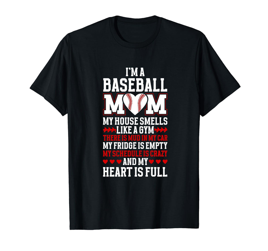 Baseball Mom My Heart Is Full Mom T-Shirt - Aesthetic Graphic Men Women - T-Shirt, Sweatshirt, Hoodie