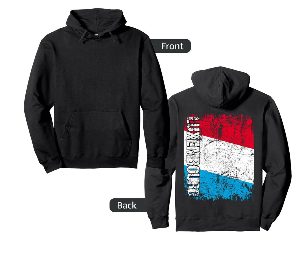 Luxembourg Flag Distressed Luxembourg Hoodie - Trendy Graphic Unisex - T-Shirt, Sweatshirt, Hoodie