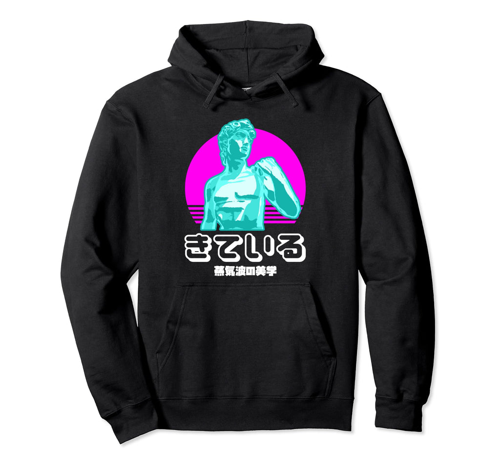 Vaporwave Statue Kanji Aesthetic Hoodie - Minimalist Print Men Women - T-Shirt, Sweatshirt, Hoodie