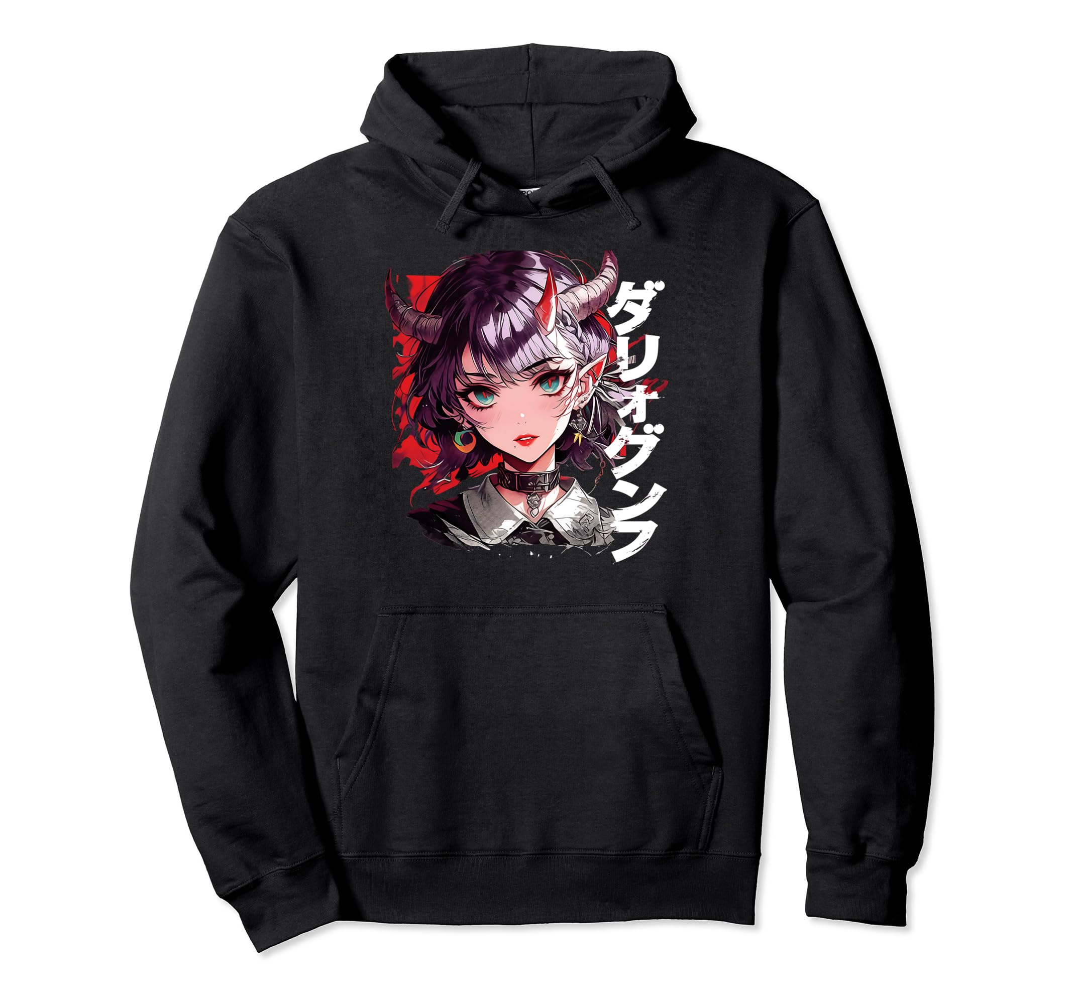 Anime Goth Grunge Demon Waifu Hoodie - Fun Novelty Design for Adults - T-Shirt, Sweatshirt, Hoodie