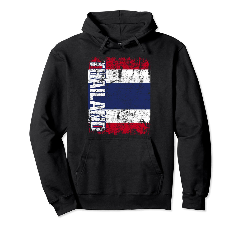 Thailand Flag Distressed Thailand Hoodie - Fun Novelty Design for Adults - T-Shirt, Sweatshirt, Hoodie
