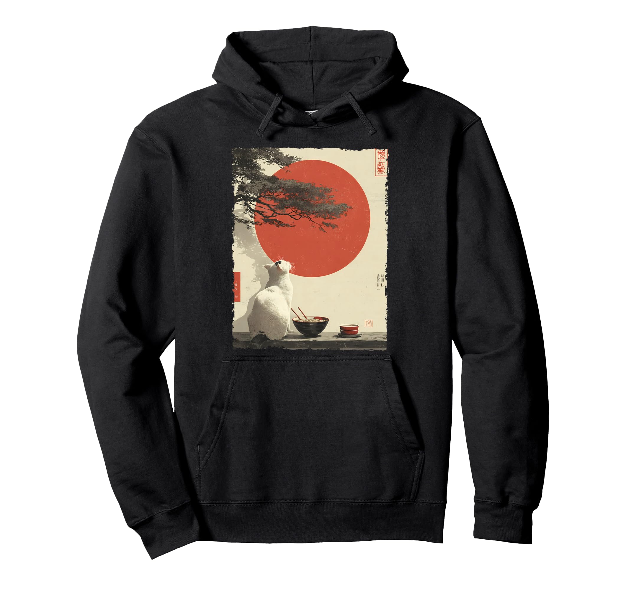 Cat Ramen Aesthetic Japanese Ukiyo Hoodie - Casual Everyday Wear Men Women - T-Shirt, Sweatshirt, Hoodie