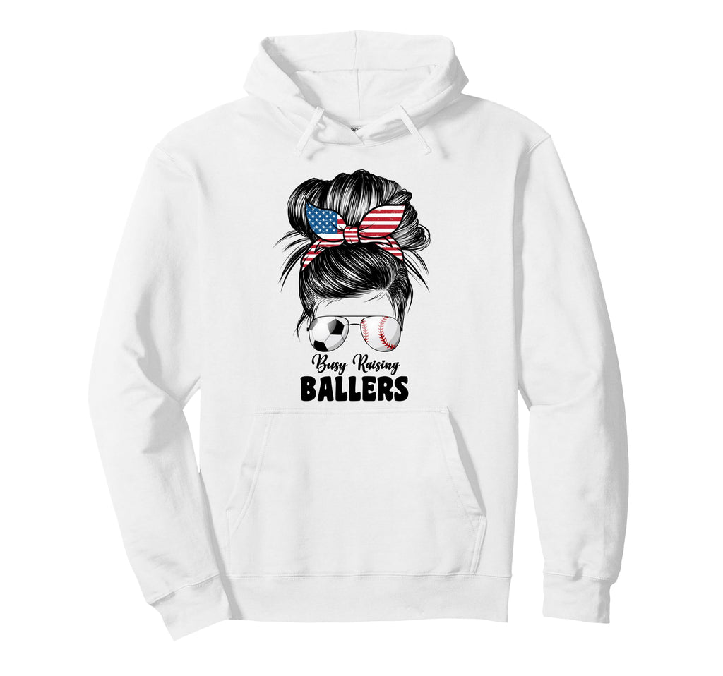 Busy Raising Ballers Soccer And Hoodie - Casual Everyday Wear for Adults - T-Shirt, Sweatshirt, Hoodie