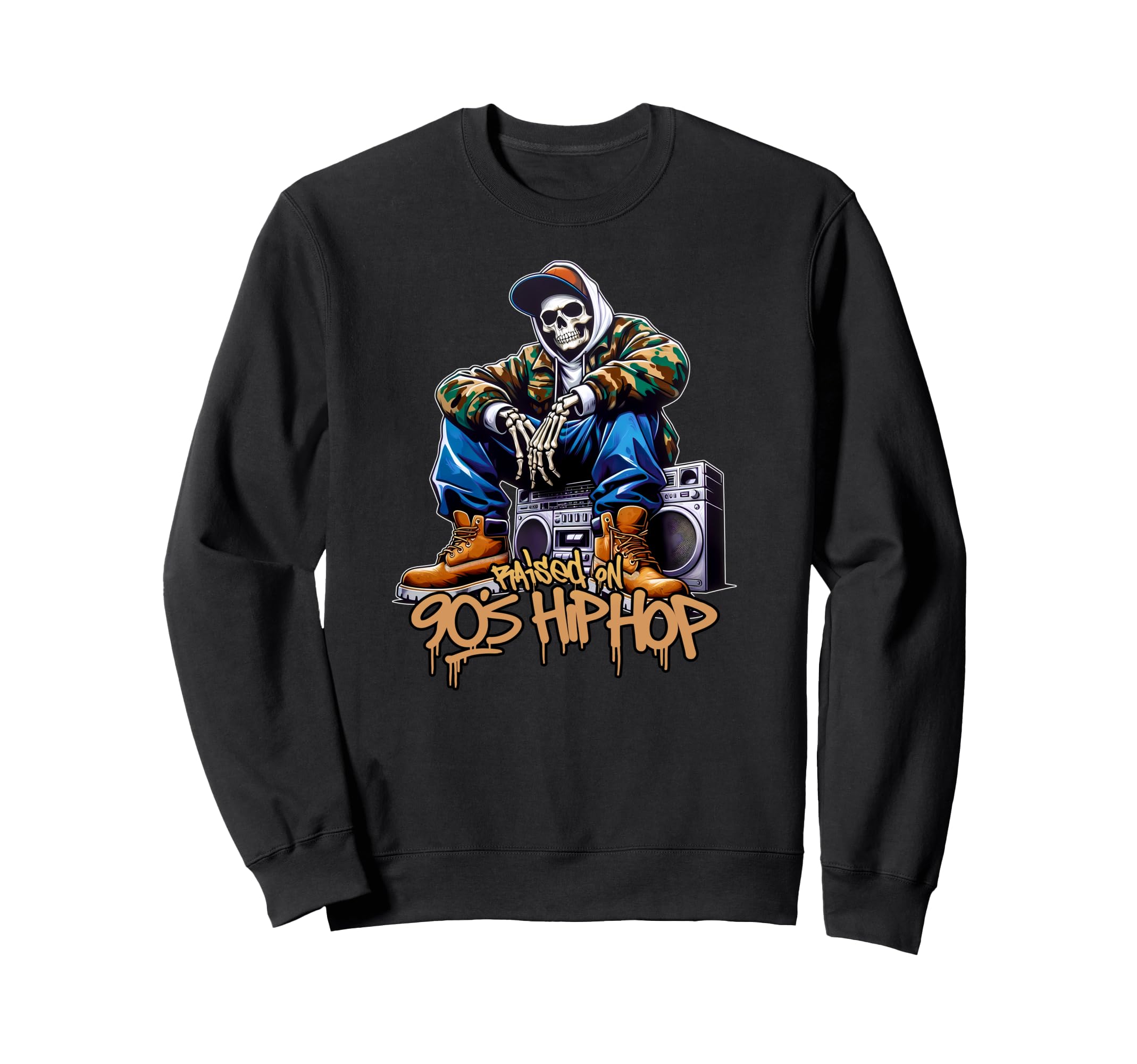 Raised 90S Hip Hop Camo Dope Sweatshirt - Trendy Graphic Men Women - T-Shirt, Sweatshirt, Hoodie