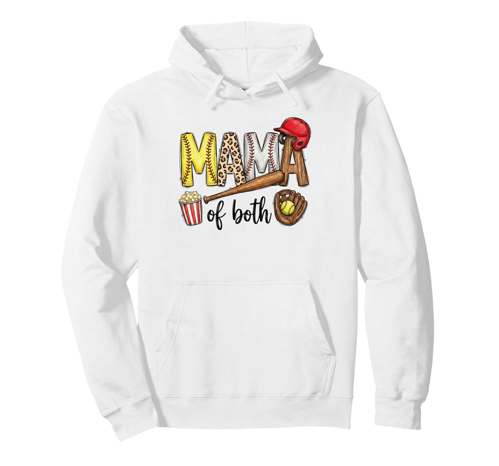 Mama Both Leopard Baseball Softball Mom Hoodie - Fun Novelty Design Unisex - T-Shirt, Sweatshirt, Hoodie