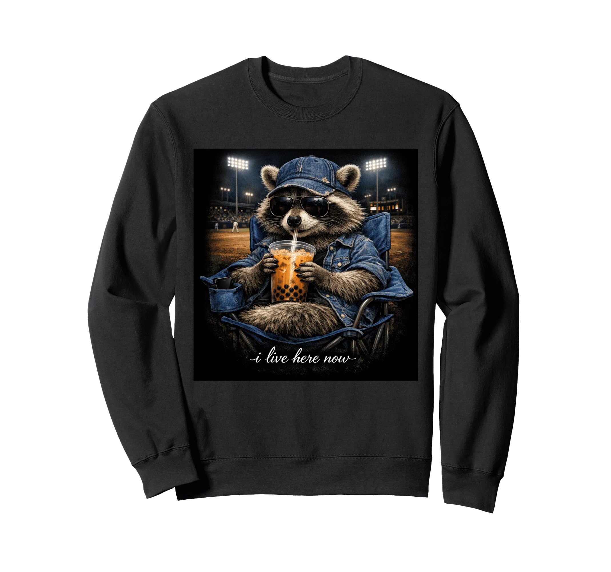 I Live Here Now Funny Raccoon Trash Sweatshirt - Novelty Apparel Unisex - T-Shirt, Sweatshirt, Hoodie