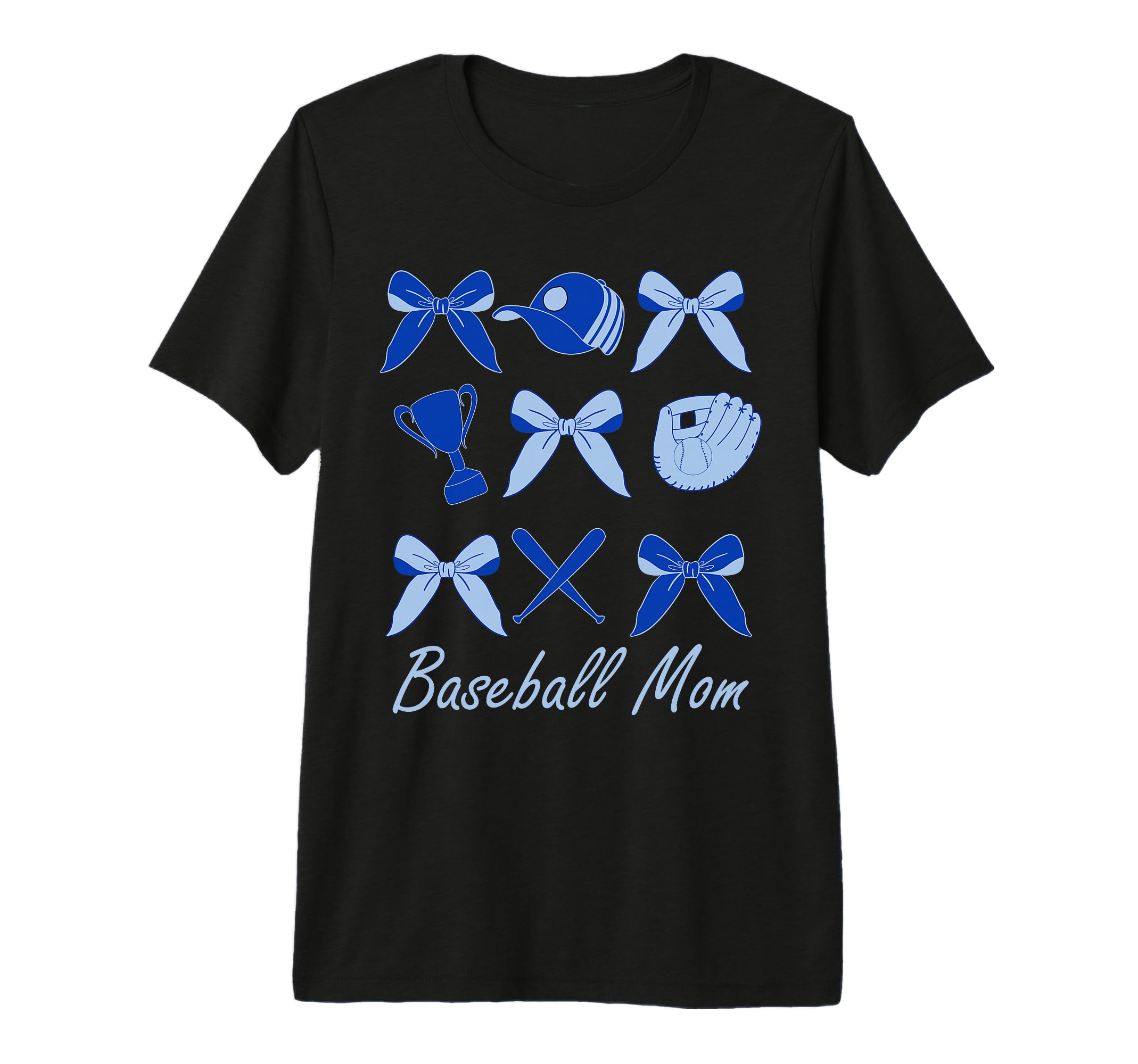 Baseball Mom Coquette Bow Blue T-Shirt - Casual Everyday Wear Unisex - T-Shirt, Sweatshirt, Hoodie