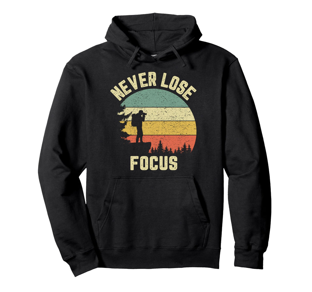 Funny Photographer Camera Never Lose Hoodie - Minimalist Print for Adults - T-Shirt, Sweatshirt, Hoodie