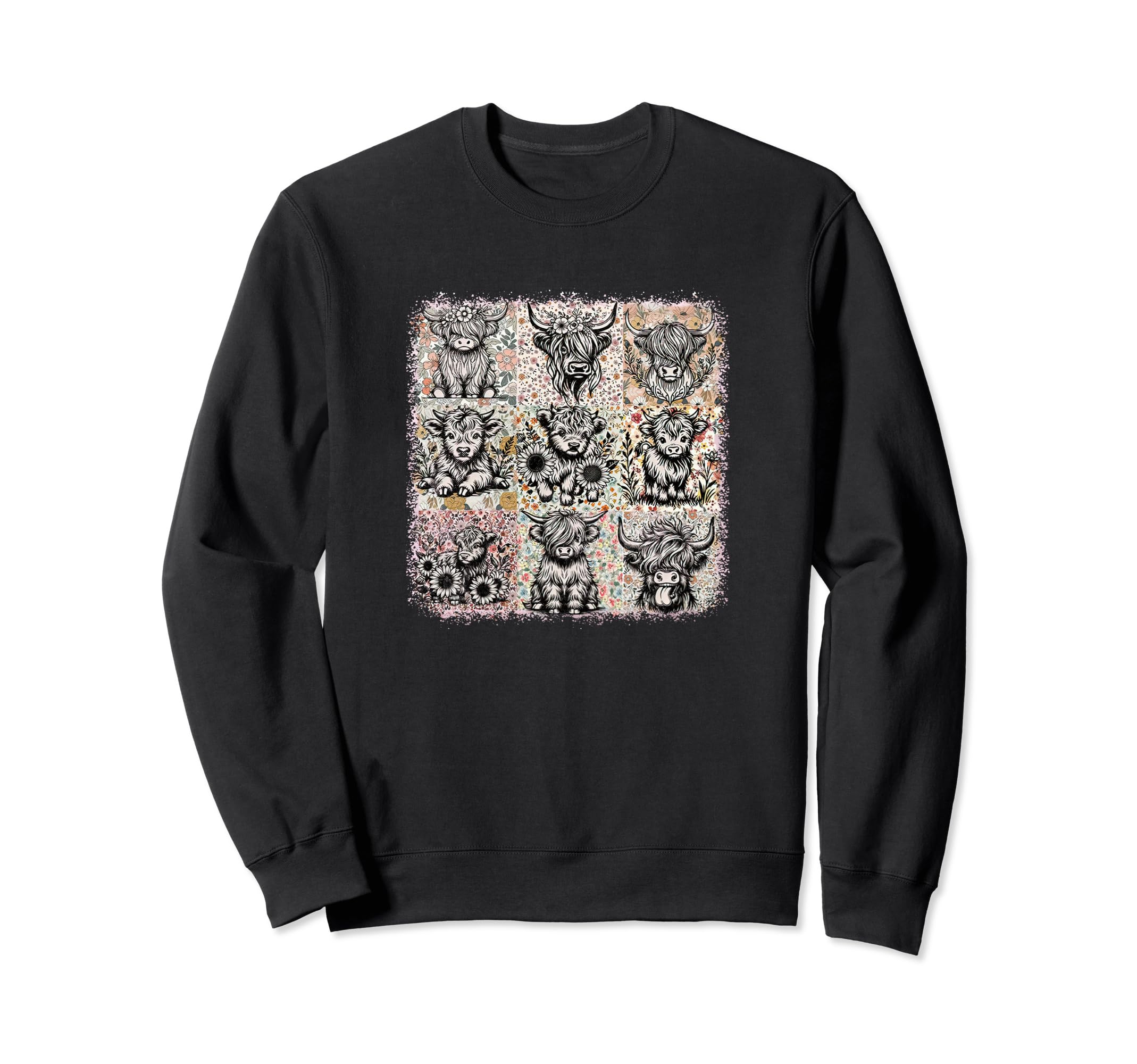 Boho Cow Farm Highland Cow Sweatshirt - Fun Novelty Design Men Women - T-Shirt, Sweatshirt, Hoodie