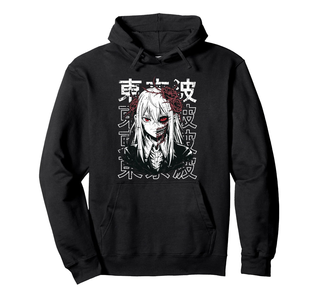 Horror Anime Goth Oni Mask Creepy Hoodie - Unique Graphic Men Women - T-Shirt, Sweatshirt, Hoodie