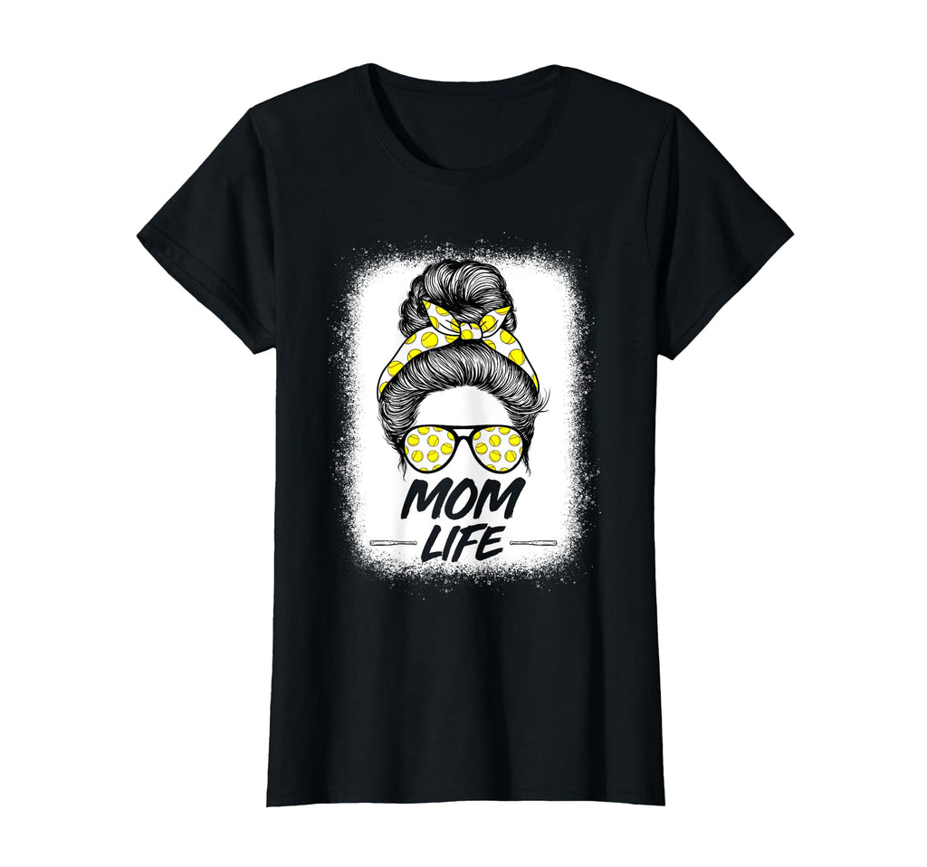 Mom Life Messy Hair Bun Softball T-Shirt - Fun Novelty Design for Adults - T-Shirt, Sweatshirt, Hoodie