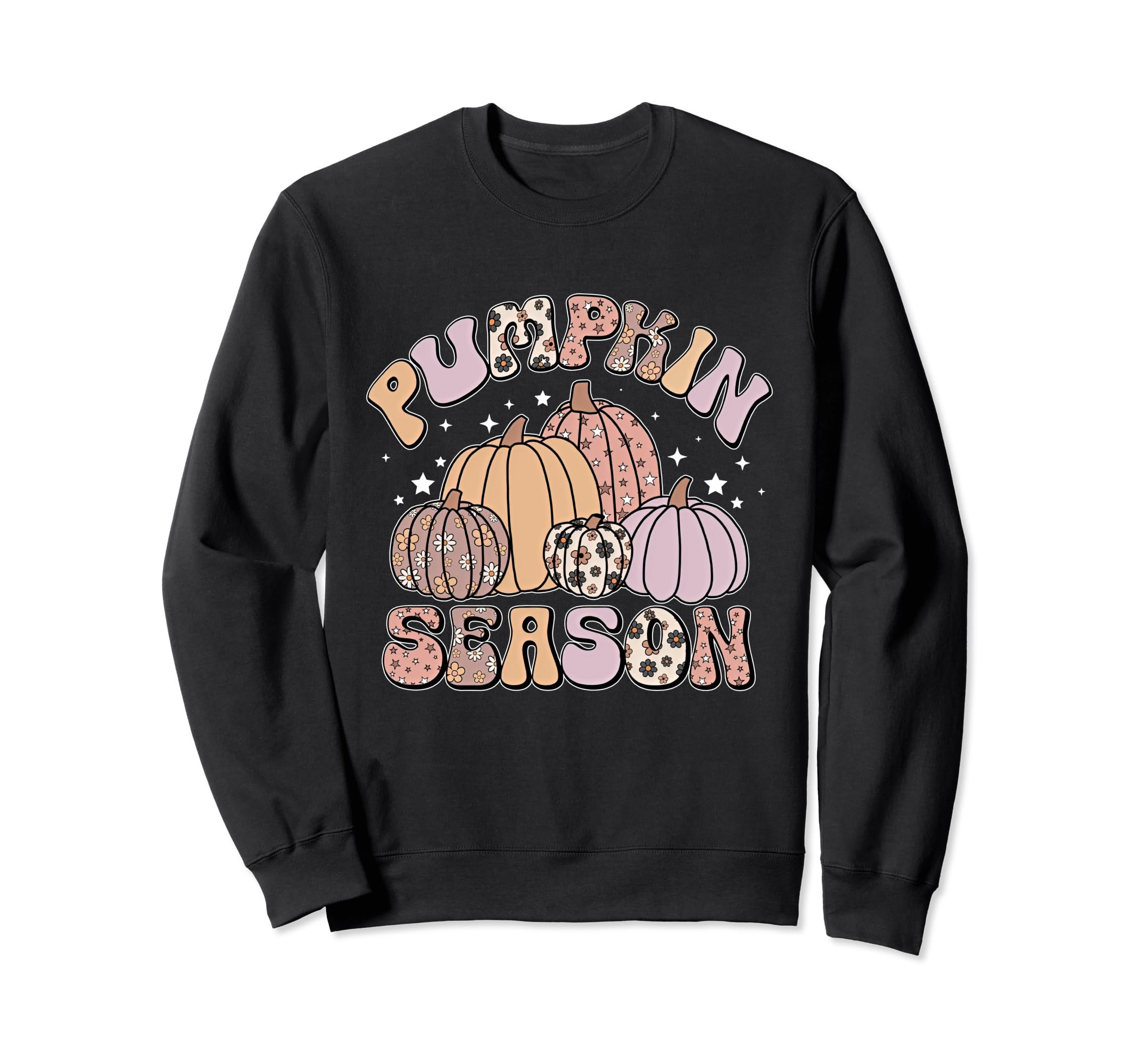 Pumpkin Season Fall Vibes Florals Sweatshirt - Graphic Print for Adults - T-Shirt, Sweatshirt, Hoodie